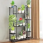 Plants Display Rack, Rolling Wheel Stand - 2/3 Tier Metal Ladder for Space-Efficient Storage