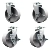 Tool Box Caster Wheel Set – 6 Inch Semi Steel Cast Iron Swivel Casters – SCC