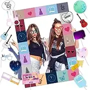 ASSEMBLY Singer Birthday Photo Booth Props,18pcs Singer Theme Party Decoration Music Singer in My Era Photo Frame Supplies for Singer Party Decoration