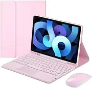 Case with Trackpad Keyboard for iPad Air 5th Gen 2022 Air 4th Gen 2020 10.9 inch Case with Pencil Slot, Stand, Tablet Keyboard BT Wireless English Detachable Rechargeable (Pink)