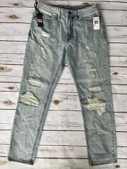 BUFFALO DAVID BITTON GUNNER SLOUCH TAPERED DESTROYED BLUE MENS SIZE 30 NEW