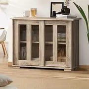 Oikiture Sideboard Buffet Cabinet with Silding Doors Kitchen Cupboard Organizer Storage Cabinet for Home Kitchen Entryway Wood