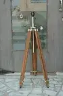 Antique Tripod Floor Lamp Natural Wooden Stand For Living Room & Corner Light