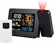 Projection Alarm Clock, Digital Projector Clock on Ceiling with Temperature Humidity Display, Weather Station with Outdoor Wireless Sensor, MSF, Weather Forecast, Snooze