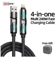 USB、Type C, Max 240W Fast Charging and Data Sync MFISH 4-in-1 Multi-Fu