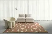 Rousham Brown and Cream Geometric Washable Rug
