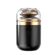 Men Rechargeable Mini Electric Shaver Double Rings Veneer Knives Mesh Razor for Quickly Removing Messy Whiskers Black 02
