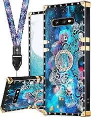 Loheckle for Samsung Galaxy S10E Case for Women, Designer Cases for Galaxy S10E Case with Ring Stand Holder and Lanyard, Stylish Mandala Luxury Cover for S10E 5.8''