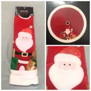 New 48" CHRISTMAS TREE SKIRT THE CHRISTMAS SHOPPE RED SANTA GLITTER SEQUINS