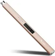 SUPRUS Electric Arc Windproof Lighter Flameless USB Rechargeable Lighter with Safety Lock for Candle BBQ Camping (Champagne Gold)