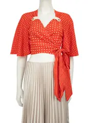 Red Polkadot Wrap Around Top