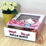 小禮堂 HELLO KITTY 木製透窗單抽收納盒《粉.圓點蝴蝶結.KT1092》抽屜盒.展示盒