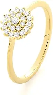[Ordaamis] 18 Carats Gold Vermeil, CZ Diamond Cluster Ring, Round Cut CZ Stones, Jewellery for Women