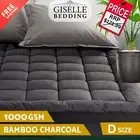 Giselle Bamboo Charcoal Mattress Topper Double 1000GSM Pillowtop Breathable 5cm