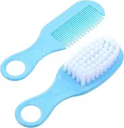 COSMEVIVI 1Set Brush and Massage Comb for Newborns Soft Bristles for Gentle Scalp Care Promotes and Brain Development Grooming Kit Blue