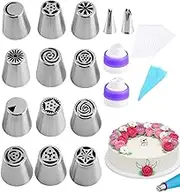 Piping Tips Set | Stainless Steel Reusable Nozzle Bags Set - Frosting Kit Cake Decorating, Sturdy Baking Supplies for Home Kitchen