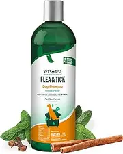 Vet’s Best Flea & Tick Advanced Strength Dog Shampoo - Dog Flea and Tick Treatment - Plant-Based Formula - Certified Natural Oils - 12 oz