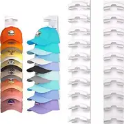 1 Pack Hat Organizer for Baseball Caps, Strong Adhesive Hat Rack for Wall, Multi-layer Hat Hooks Storage for 10 Hats, Hat Holder Hanger for Door, Bedroom, Clos