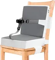 Toddler Booster Seat for Dining Table, Non Slip Booster Seat Pad with Backrest, Dismountable Washable Waterproof Booster Chair Cushion Comfortable Kids Booster Seat with Adjustable Safety Belt (grey)
