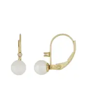 Splendid Pearls 14K 0.02 ct. tw. Diamond 5-5.5mm Pearl Earrings