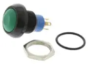 Apem PUSH BUTTON SWITCH 5A Momentary SPDT, Solder Terminal, Dome Shape GREEN