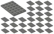 ☀️NEW LEGO x25 Gray Baseplates 4x6 Building Plates DARK BLUISH GRAY