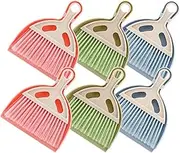 6 Pack Small Dustpan and Brush Set with Handle - Mini Cleaning Broom and Dust Pan for Table, Desk, Keyboard, Cars, Nest - Compact Whisk Broom and Dustpan Kit