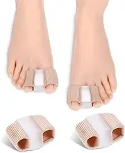Qianyu 2PCS Gel Toe Separators Silicone Toe Spacers Fabric Lining Bunion Correctors Breathable Toe Straightener for Women Men Overlapping Toes Relieve Foot Pain