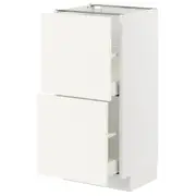 METOD / MAXIMERA base cabinet with 2 drawers, white/Vallstena white, 40x37x80 cm