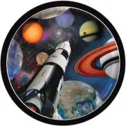 Space Blast 7 Inch Paper Plates 8 Pack Outer Space Science Party Tableware