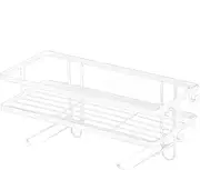 Toilet Shelf, Thickening Waterproof Multifunctional Double Layer Storage Rack, Large Capacity Nail Free Installation Organizer Rack, Stylish Iron Bathroom Organizer Over Toilet(Single Layer White)