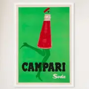 Galrie Vintage Campari Poster - Iconic Red Bottle with Green Legs for Retro Home Decor, White Frame, A4 21 x 30cm (8 x 12inch)