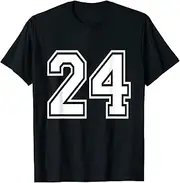 [X.Style] Number 24 Varsity Sports Team Jersey 24th Birthday 24 Years ds1451 T-Shirt (S) Black