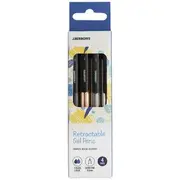 J.Burrows Premium Retractable Gel Pens 0.5mm Assorted 4 Pack