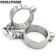 Stainless Steel Metal Lock Handcuffs Couples Wrist Restraints Fetish Hand Cuffs
