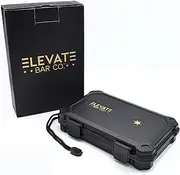 Travel Humidor Cigar Carrying Case- Holds 5 Cigars- Waterproof, Crushproof, Airtight Seal, Durable Black Cigar Case -by Elevate Bar Co.™