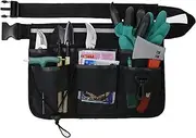 Gardening Tool Waist Bag Garden Tool Belt Kit Adjustable Waist Heavy Duty 600D Oxford Cloth Tool Apron with 7 Pockets of Different Sizes and Depth Tote Bag Home Organizer Holder Lawn Yard Storage Bag