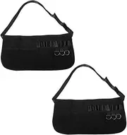 WRITWAA 2Pcs Hairstylist Apron Lightweight Durable Barber Shop Tool Organizer with Ample Storage Pockets for Hairdressers for Salons Makeup Studios