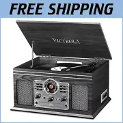 Vintage-Inspired 6-in-1 Bluetooth Turntable with Built-In Speakers for All Music