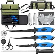 10Pcs Fillet Set, Stainless Bait Knife With Sharpening Rod and Sheath, Professional Filleting Boning for Meat