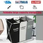 3 Grid Folding Dirty Clothes Basket Hamper Storage Washing Bag Organizer Modern