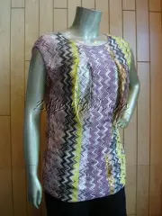 $1395 New MISSONI Purple Yellow Orange Pink White Print Zig Zag Pleat Top 6 40