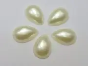 200 Ivory Tear Drop Half Pearl Bead 10X14mm Flat Back Scrapbook Craft