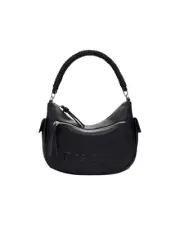 Desigual Crescent Handbag Braided Handle Women Black Bags