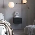 Black Floating Nightstand Wall Mount (30" Modern Bedside Table)