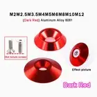 M2 - M12 Anodised Aluminium Cup Washers to fit Countersunk Screws Bolts Dark Red