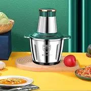 Household Stainless Steel Mixer, New Kitchen Electric Meat Grinder Multi-Function Mixer Small Garlic Pounding Artifact for Meat/Fish/Vegetable/Baby Food,3L,Green