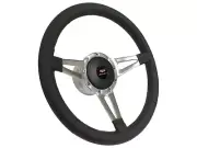 14" Leather 9-Bolt Steering Wheel Chevrolet Two-Ten Kit for Ididit GM Columns