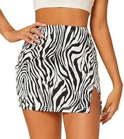 [Verdusa] Women's Split Side Zebra Striped High Waist Mini Pencil Bodycon Skirt