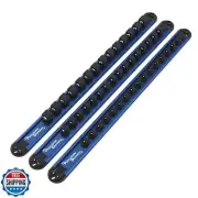 Precision Defined Aluminum Tool Socket Holder 3-Piece Set | Blue, 1/4-Inch x